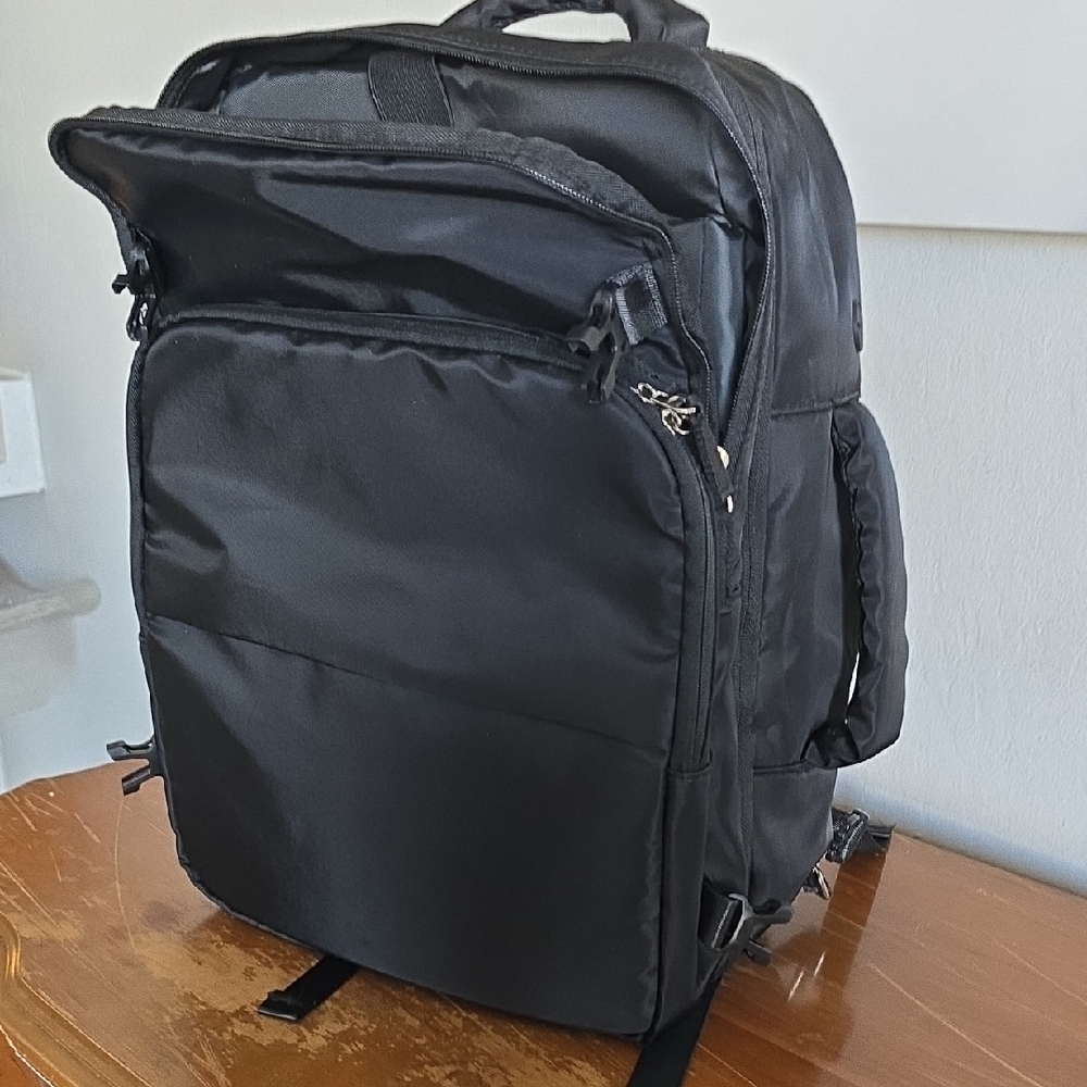 Amazon Black Travel Backpack with Multiple Compartments